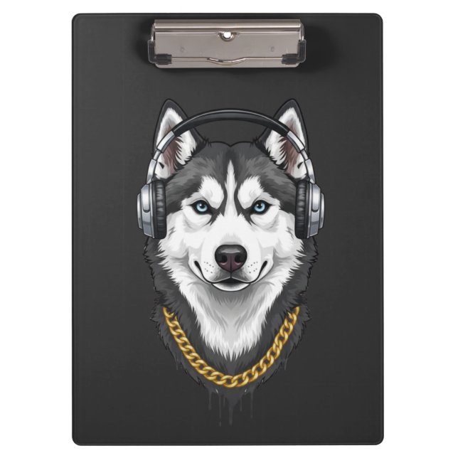 Carpeta De Pinza Hip-Hop Husky – Cool Streetwear Dog (Anverso)