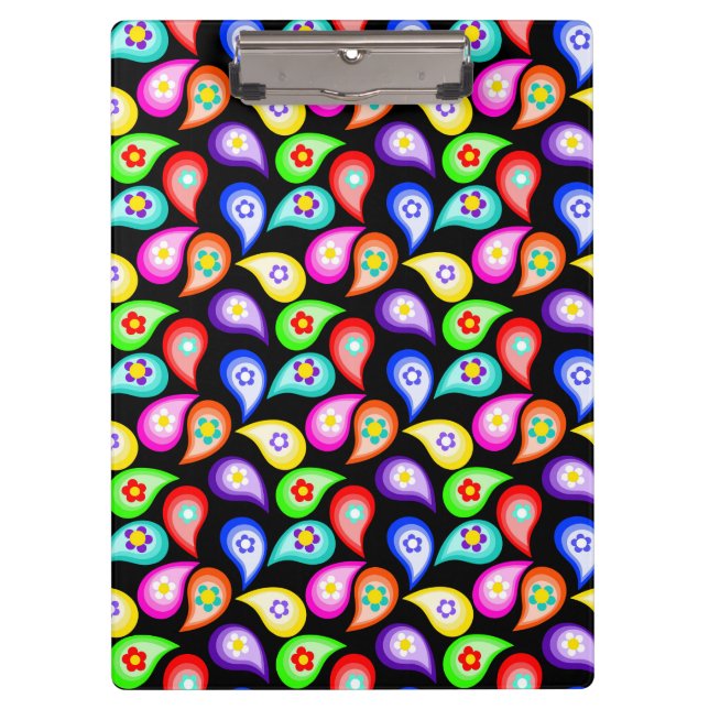 Carpeta De Pinza Hippie Daze, Paisley Flowers Pattern Clipboard (Anverso)