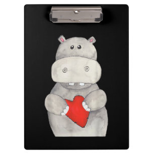 Carpeta De Pinza Hippo cutáneo Hipopótamo Sujeto corazón   Love Hip