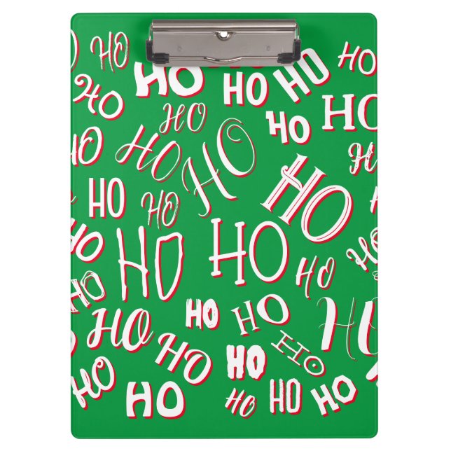 Carpeta De Pinza HO HO HO Christmas text pattern white green red (Anverso)