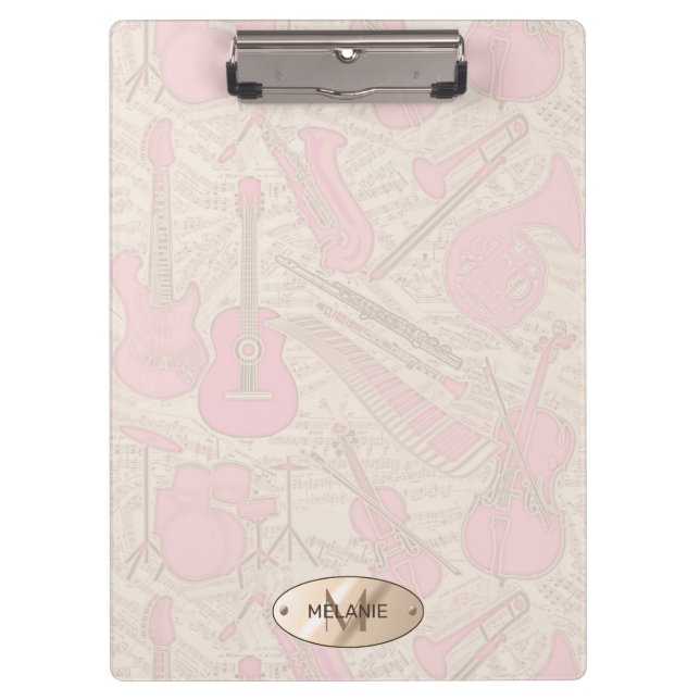 Carpeta De Pinza Hoja de música e instrumentos Pink/Ivory ID481 (Anverso)
