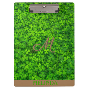 Carpeta De Pinza Hoja verde con monograma