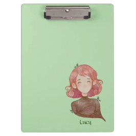 Carpeta De Pinza Hojas de color de agua y carácter Chica de árbol