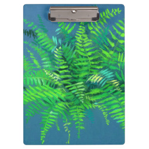 Carpeta De Pinza Hojas de hierro, diseño floral, vegetación, azul y