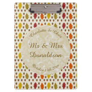 Carpeta De Pinza Hojas de roble y maíz Personalizado Boda otoño