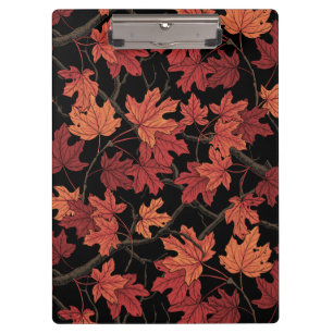 Carpeta De Pinza Hojas rojas de arce de otoño sobre negro
