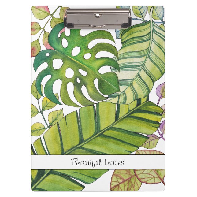 Carpeta De Pinza Hojas tropicales cortas en acuarela (Anverso)