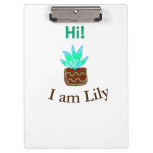 Carpeta De Pinza Hola soy Lily cactus succulum añadir nombre acuare