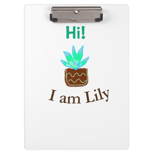 Carpeta De Pinza Hola soy Lily cactus succulum añadir nombre acuare (Anverso)