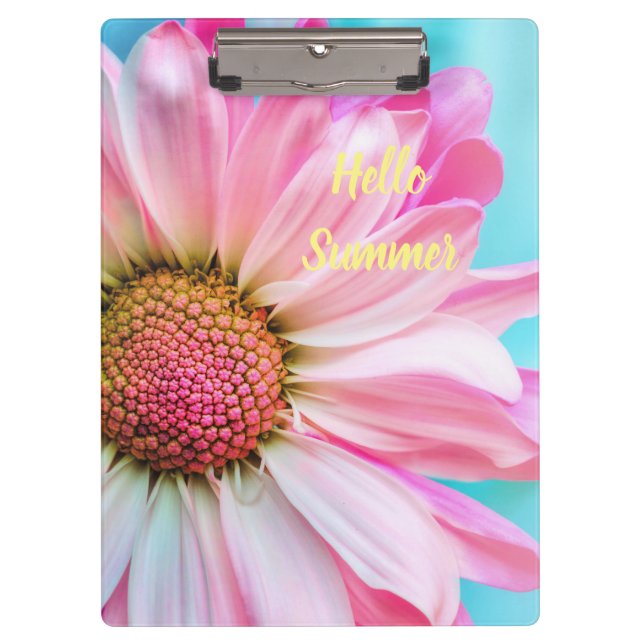 Carpeta De Pinza Hola texto de verano con Flor (Anverso)