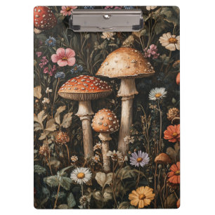 Carpeta De Pinza Hongos caprichosos y flores silvestres botánico
