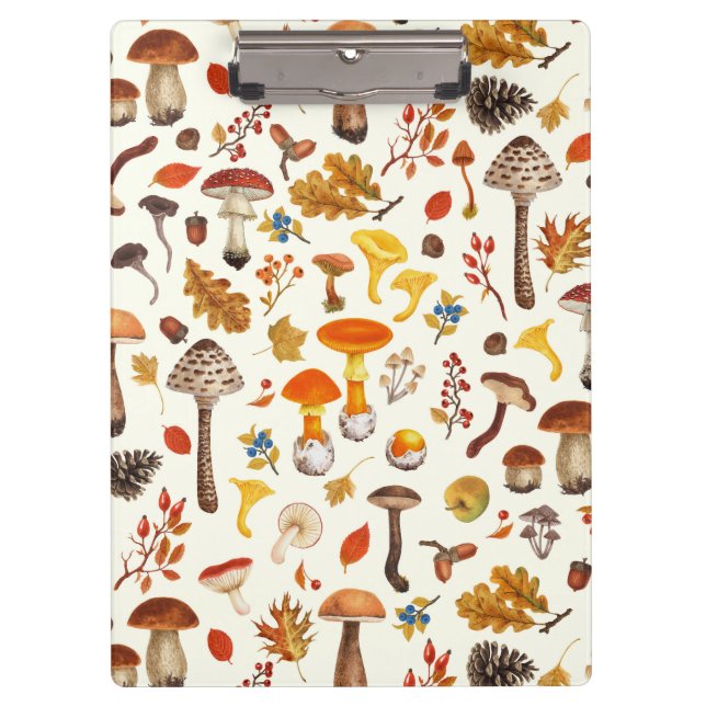 Carpeta De Pinza Hongos salvajes en blanco roto (Anverso)