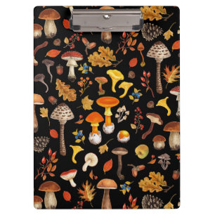 Carpeta De Pinza Hongos salvajes en negro