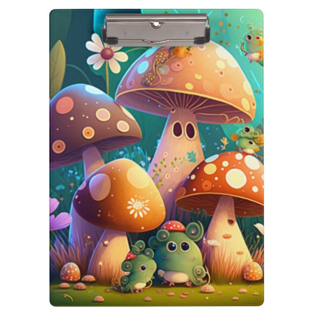 Carpeta De Pinza Hongos y flores finos verdes (Anverso)