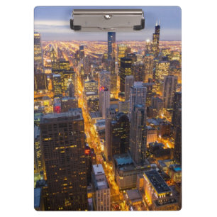 Carpeta De Pinza Horizonte céntrico de Chicago en la oscuridad