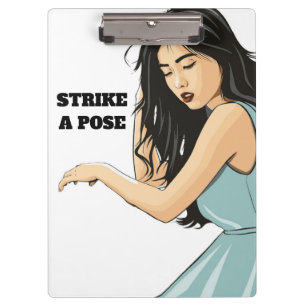 CARPETA DE PINZA "HUELGA UN POSTE", SEÑORA ASIÁTICA