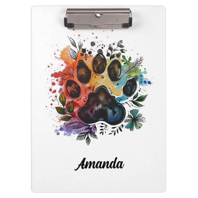 Carpeta De Pinza Huella de garra Boho Acuarela (Anverso)