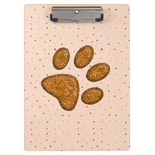 Carpeta De Pinza huella de garra de gatito brillante - naranja