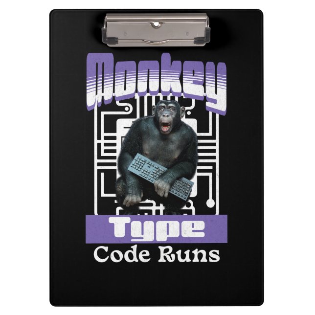 Carpeta De Pinza Humor de Programador con Mono Escribiendo Código (Anverso)