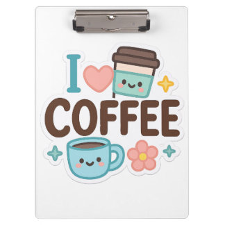 Carpeta De Pinza I Love Coffee Cute Kawaii Sticker – Adorable Coffe