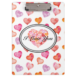 Carpeta De Pinza I love you watercolor hearts