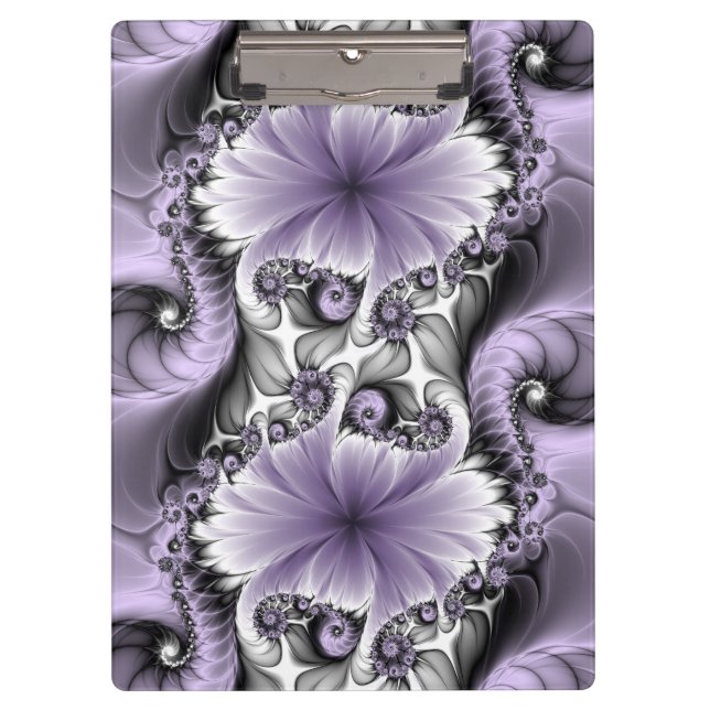 Carpeta De Pinza Ilusión Lilac Resumen Arte Fractal Floral Fantasía (Anverso)