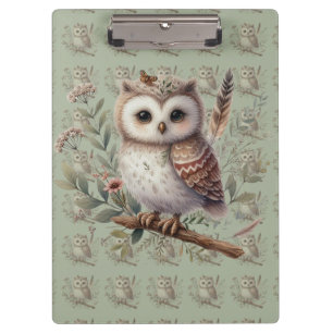 Carpeta De Pinza Ilustración Botánica de Búho Caprichoso del Bosque
