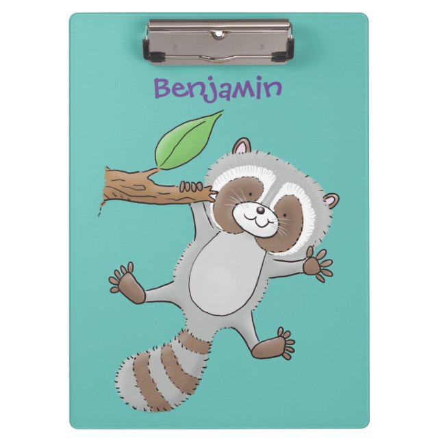 Carpeta De Pinza Ilustracion de bebé de raccoon feliz lindo (Anverso)