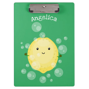 Carpeta De Pinza Ilustracion de burbujas de personalizado de limón