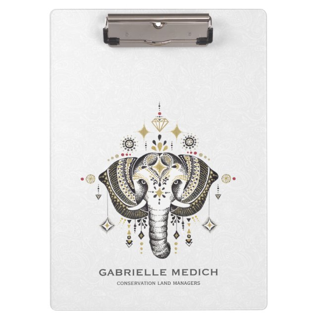 Carpeta De Pinza Ilustracion de cabeza de elefante tribal (Anverso)