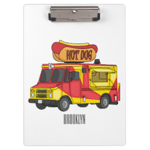 Carpeta De Pinza Ilustracion de camión de comida para perros calien
