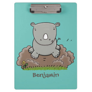 Carpeta De Pinza Ilustración de dibujos animados de bebé rinoceront