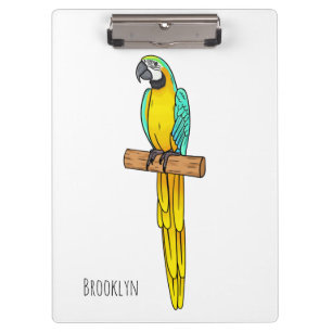 Carpeta De Pinza Ilustración de dibujos animados de guacamayo azul
