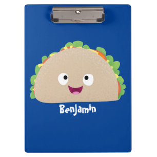 Carpeta De Pinza Ilustración de dibujos animados de taco sonriente
