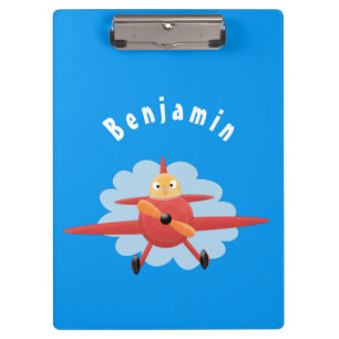 Carpeta De Pinza Ilustración de dibujos animados de un avión rojo v