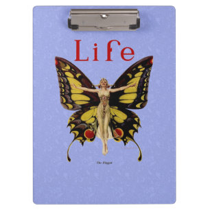 Carpeta De Pinza Ilustración de Mujer Volando Mariposa Flapper