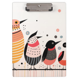 Carpeta De Pinza Ilustracion de pájaro con puntos y rayas