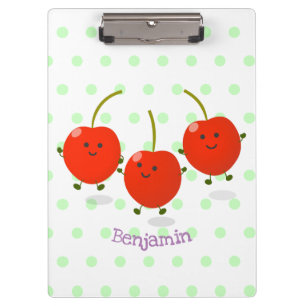 Carpeta De Pinza Ilustracion de personalizado de cerezas rojas de s