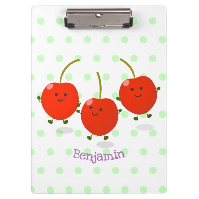 Carpeta De Pinza Ilustracion de personalizado de cerezas rojas de s (Anverso)