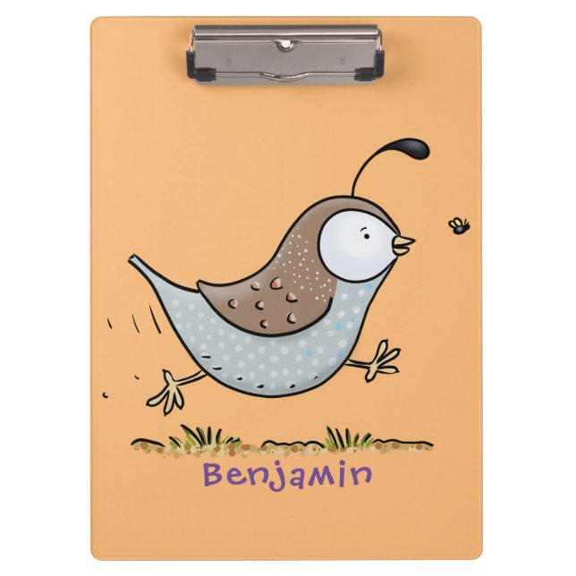 Carpeta De Pinza Ilustracion de personalizado de codorniz de califo (Anverso)