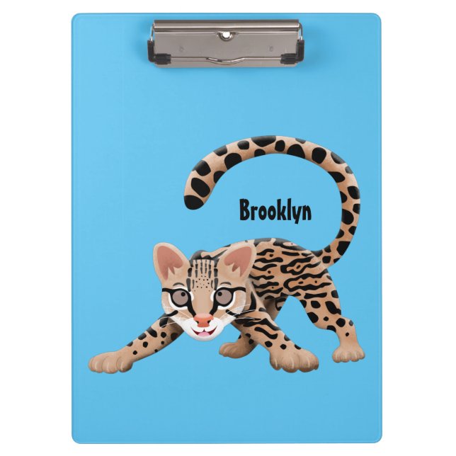 Carpeta De Pinza Ilustracion de personalizado de ocelot de Cute (Anverso)