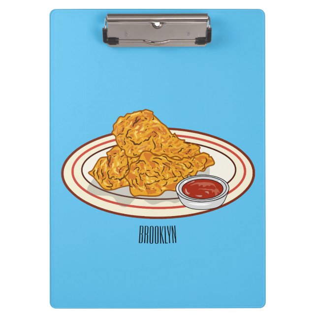 Carpeta De Pinza Ilustracion de pollo frito personalizado (Anverso)