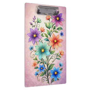 Carpeta De Pinza Ilustración de rocío floral multicolor vibrante