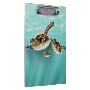 Carpeta De Pinza Ilustración de Tortugas Marinas