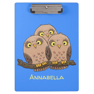 Carpeta De Pinza Ilustracion de trío de búho lindo