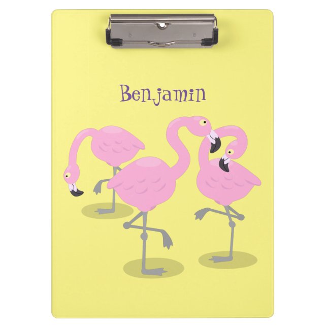 Carpeta De Pinza Ilustracion de trío de flamingo rosado (Anverso)