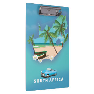 Carpeta De Pinza Ilustración del mapa de Sudáfrica cartel de viaje.