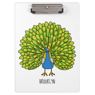 Carpeta De Pinza Ilustración divertida de un pájaro pavo real brill