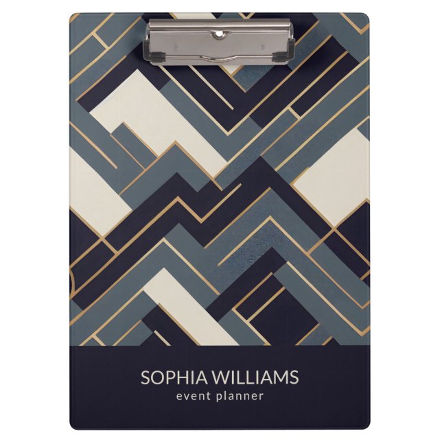 Carpeta De Pinza Ilustracion dorado geométrico (Anverso)