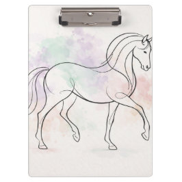 Carpeta De Pinza Ilustración Pastel de Línea Elegante de Caballo